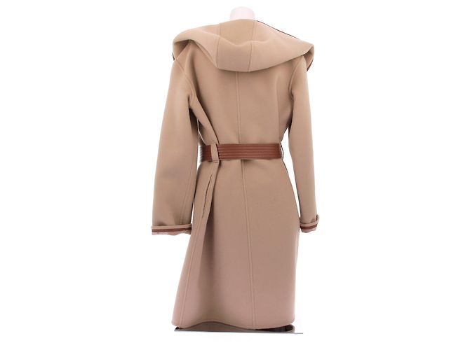 Louis Vuitton Abrigo de lana beige con monogramas Camello - vista 2