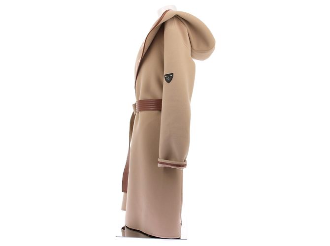 Louis Vuitton Abrigo de lana beige con monogramas Camello - vista 4