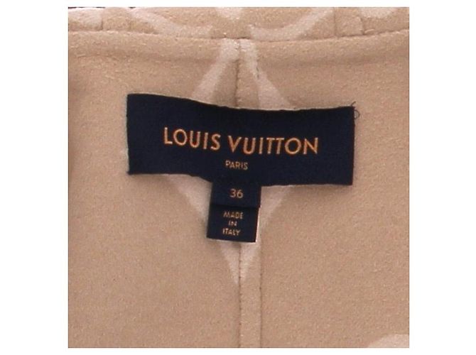 Louis Vuitton Abrigo de lana beige con monogramas Camello - vista 5