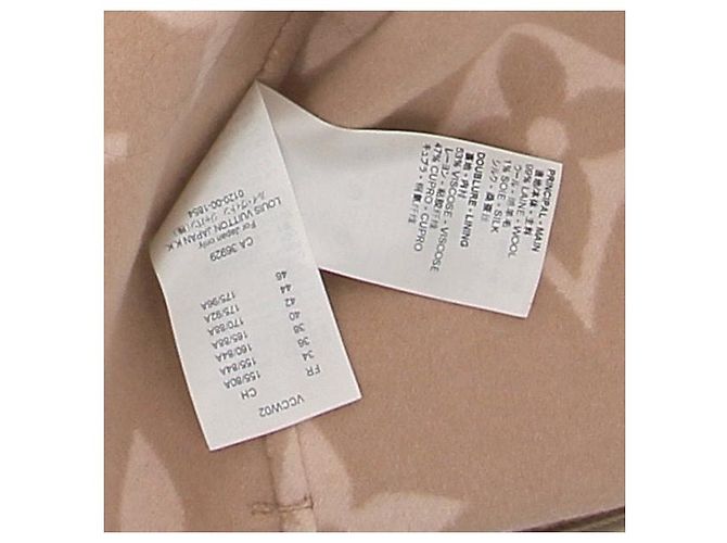 Louis Vuitton Abrigo de lana beige con monogramas Camello - vista 6