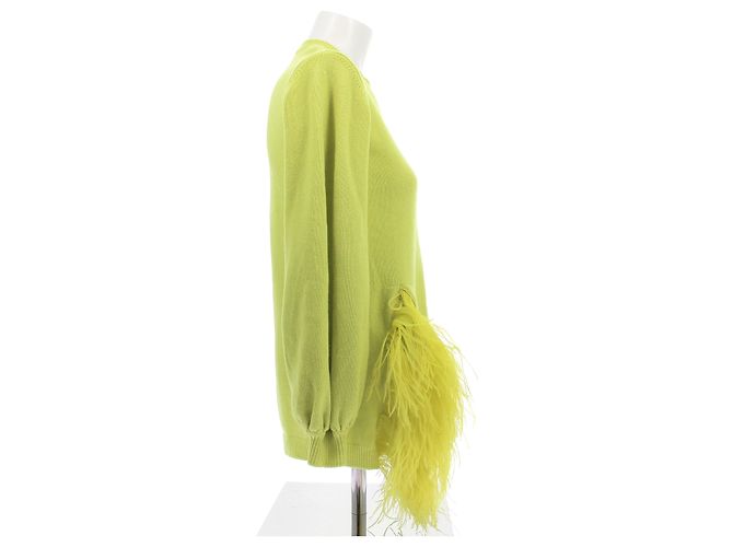 Valentino Garavani Suéter de cashmere e penas Verde - vista 3