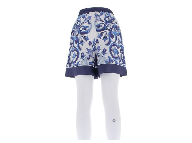 Pantalones cortos de seda azul Dolce & Gabbana - vista 2
