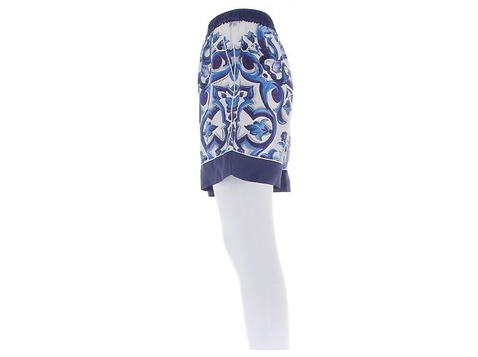 Pantalones cortos de seda azul Dolce & Gabbana - vista 4