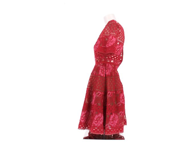Vestido rojo bordado de algodón Elie Saab Roja - vista 4