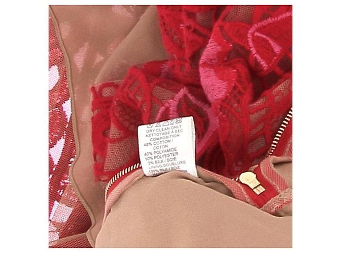 Vestido rojo bordado de algodón Elie Saab Roja - vista 5