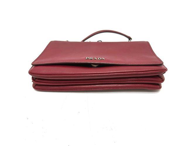 Borsa a spalla in pelle rossa Prada Rosso - vista 3