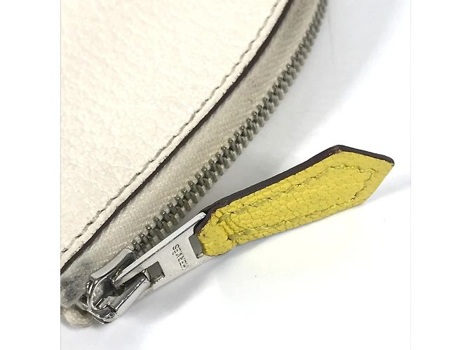 Hermès Billetera compacta Cheval Paddock Hermes Blanco Amarillo - vista 5