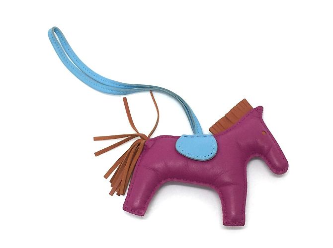 Hermès Portachiavi Charm Borsa MM Rodeo Cavallo Hermes Porpora - vista 2