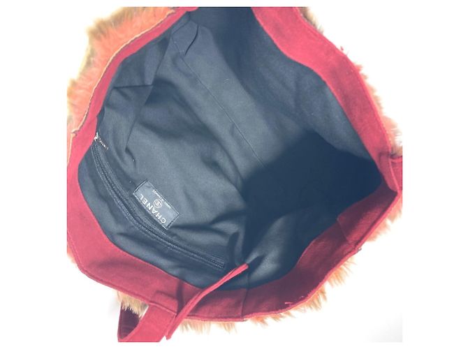 Borsa a spalla in pelliccia di coniglio Chanel Marrone Rosso - vista 10