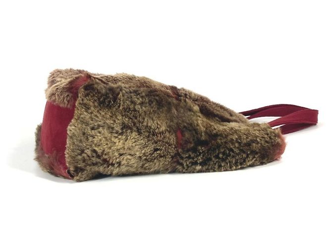 Borsa a spalla in pelliccia di coniglio Chanel Marrone Rosso - vista 4