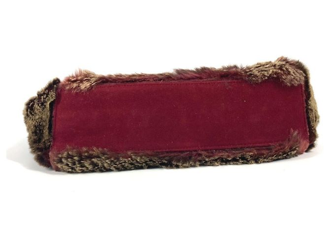 Borsa a spalla in pelliccia di coniglio Chanel Marrone Rosso - vista 5
