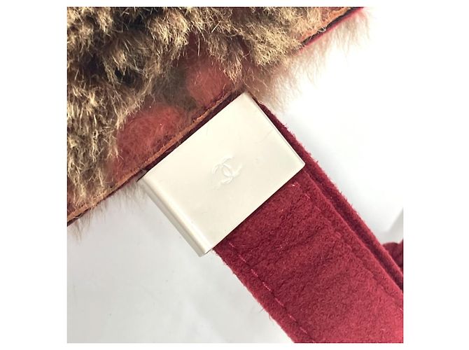 Borsa a spalla in pelliccia di coniglio Chanel Marrone Rosso - vista 9