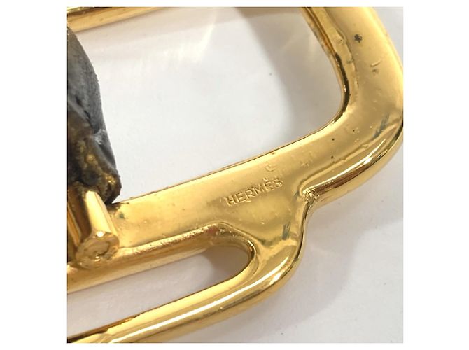 Hermès Hermes Vintage Logo Gürtel Schwarz Golden - Ansicht 14