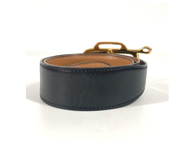 Hermès Hermes Vintage Logo Gürtel Schwarz Golden - Ansicht 7