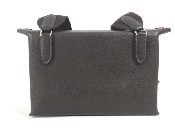 Hermès Borsa a spalla Pochette in pelle Togo Hermes Marrone scuro - vista 2
