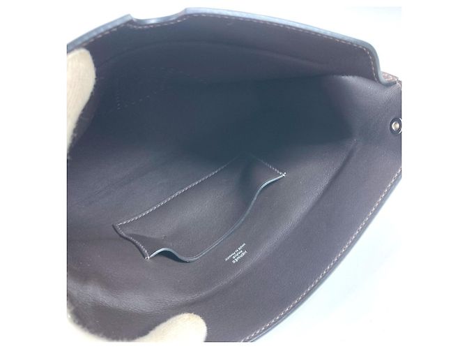 Hermès Borsa a spalla Pochette in pelle Togo Hermes Marrone scuro - vista 9