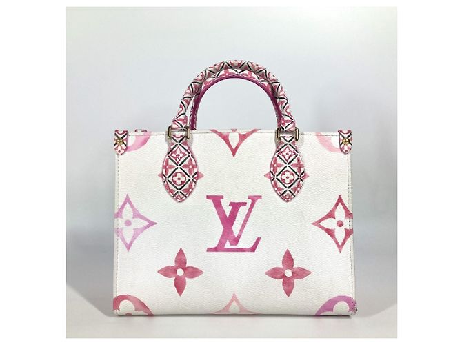 Louis Vuitton Monogram On Go PM Tasche am Pool Pink Weiß - Ansicht 3