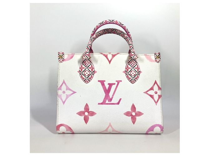 Louis Vuitton Monogram On Go PM Tasche am Pool Pink Weiß - Ansicht 4