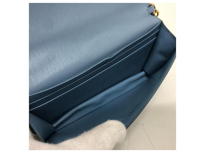 Borsa a catena con logo Prada 1DH044 Blu - vista 10