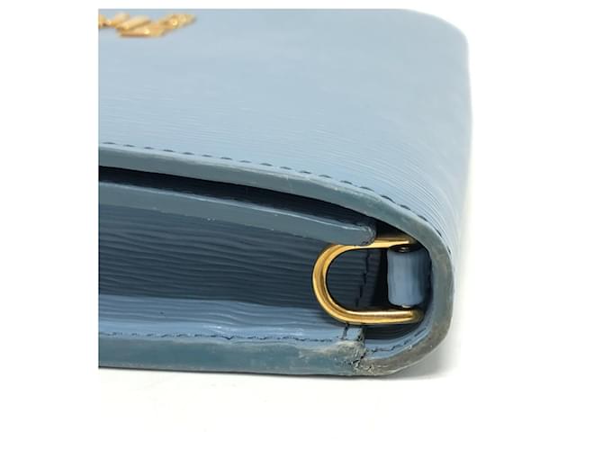 Borsa a catena con logo Prada 1DH044 Blu - vista 3