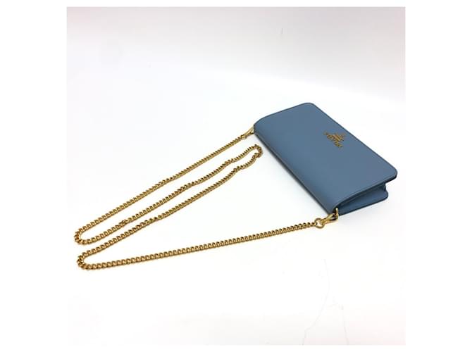 Borsa a catena con logo Prada 1DH044 Blu - vista 7