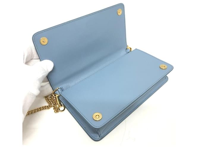 Borsa a catena con logo Prada 1DH044 Blu - vista 9