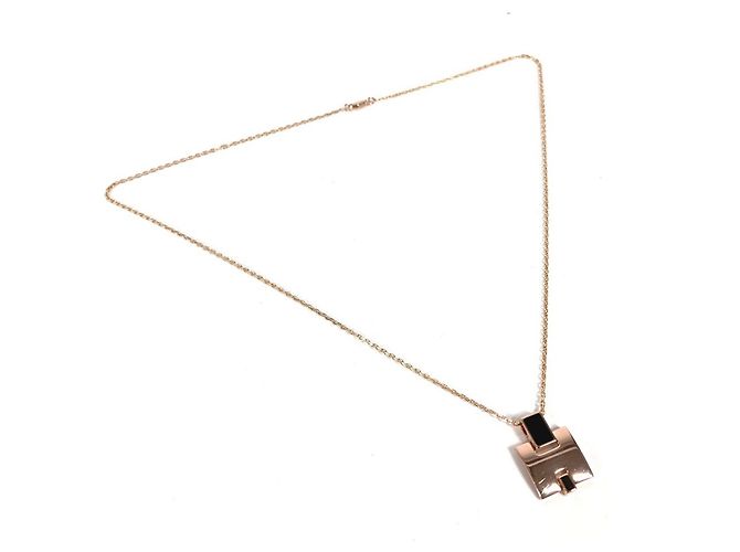 Collar H Logo de cadena Eileen de Hermès Negro Dorado - vista 2