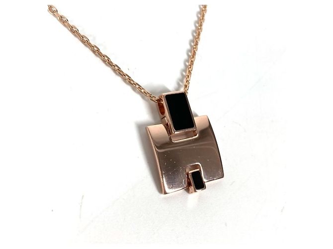 Collar H Logo de cadena Eileen de Hermès Negro Dorado - vista 3