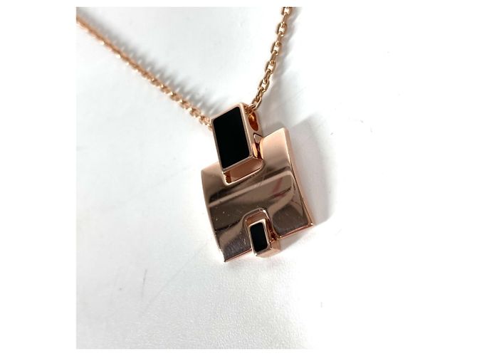 Collar H Logo de cadena Eileen de Hermès Negro Dorado - vista 4