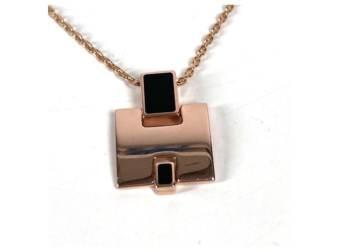 Collar H Logo de cadena Eileen de Hermès Negro Dorado - vista 6