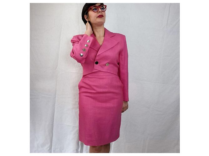 Yves Saint Laurent tailleur rosa lino - vista 3