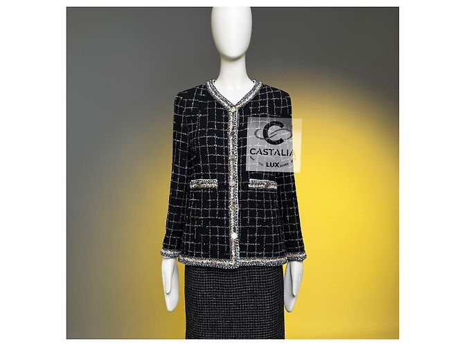 Chanel Nova coleção de robôs lendários Jaqueta de tweed preto 38 FR - vista 10