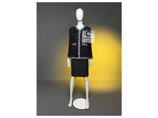 Chanel Nova coleção de robôs lendários Jaqueta de tweed preto 38 FR - vista 14