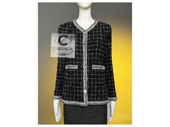 Chanel Nova coleção de robôs lendários Jaqueta de tweed preto 38 FR - vista 2