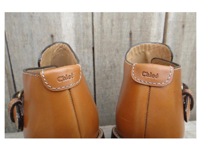 Botas de salto plataforma Chloé em couro marrom claro Castanho claro - vista 6