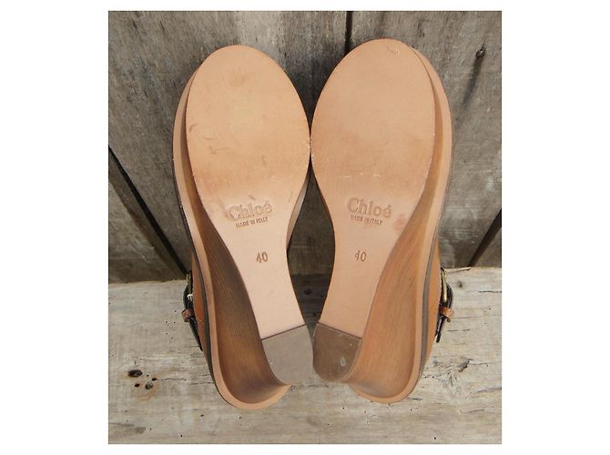 Botas de salto plataforma Chloé em couro marrom claro Castanho claro - vista 7