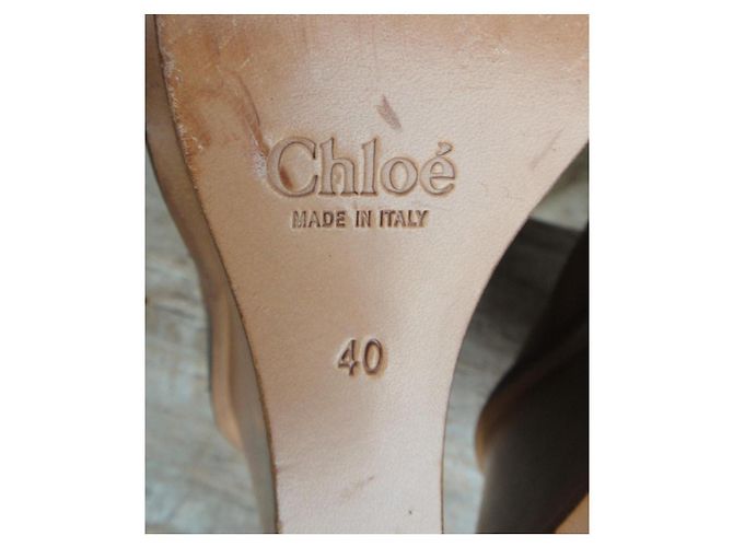 Botas de salto plataforma Chloé em couro marrom claro Castanho claro - vista 8