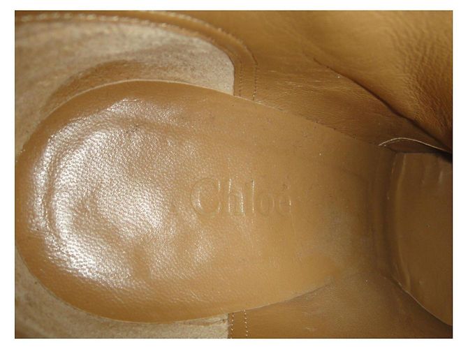 Botas de salto plataforma Chloé em couro marrom claro Castanho claro - vista 9
