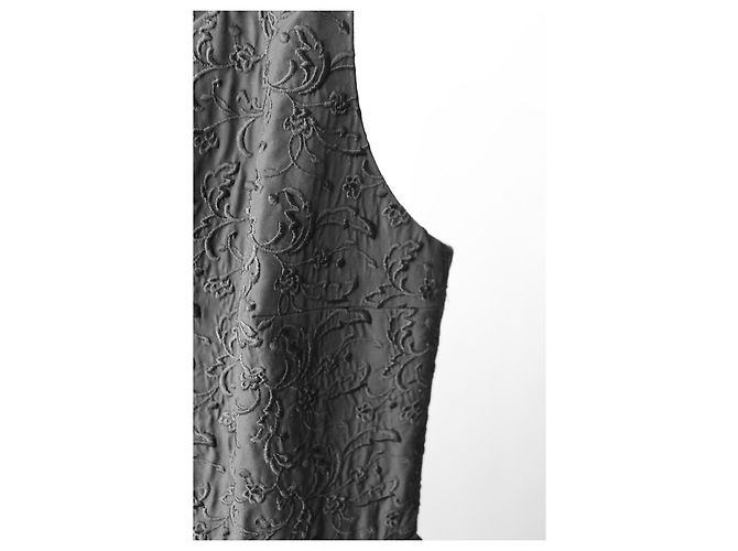 Abito Alaïa nero in cotone con ricami floreali - vista 6