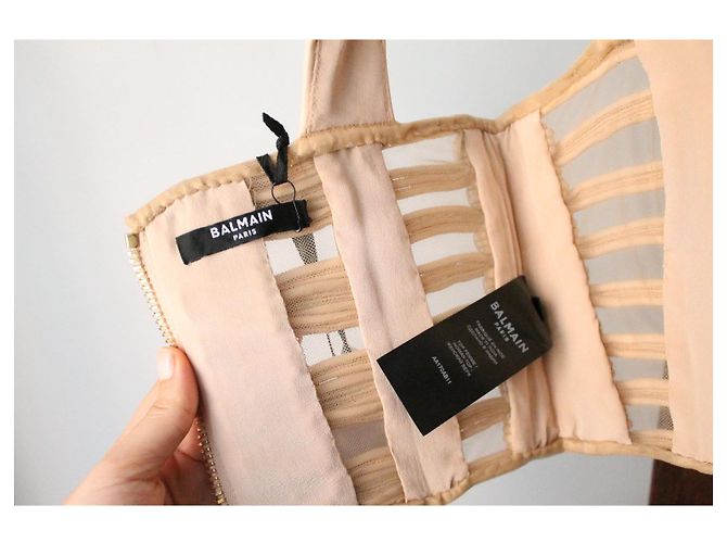 Top Balmain Rosa y Beige de Poliamida Talla 36 - vista 9