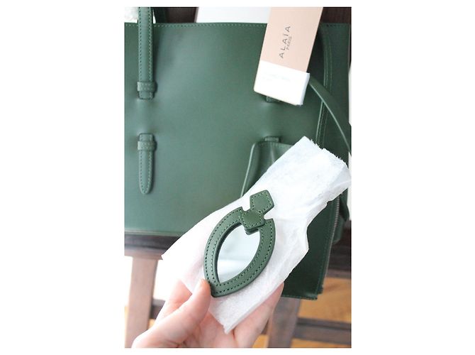 Borsa Alaïa Mina in pelle verde - vista 13