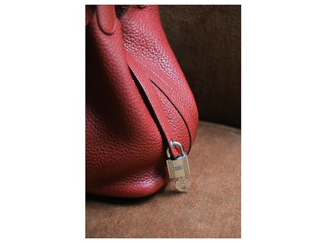 Hermès Picotin 18 Borsa in pelle taurillon clémence rossa Rosso - vista 4