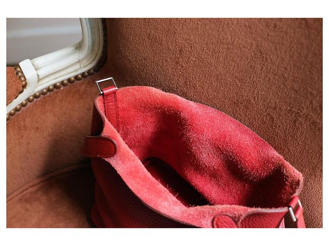 Hermès Picotin 18 Borsa in pelle taurillon clémence rossa Rosso - vista 9