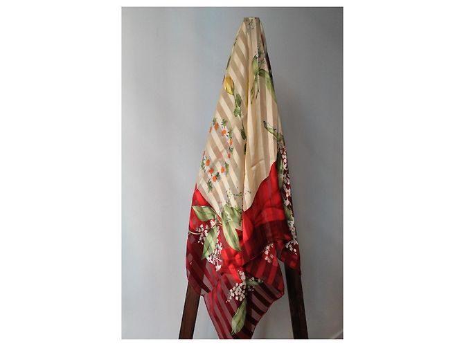 Foulard Dior in seta rosso e giallo floreale - vista 12