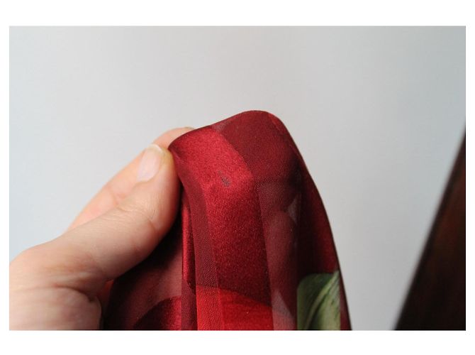 Foulard Dior in seta rosso e giallo floreale - vista 14