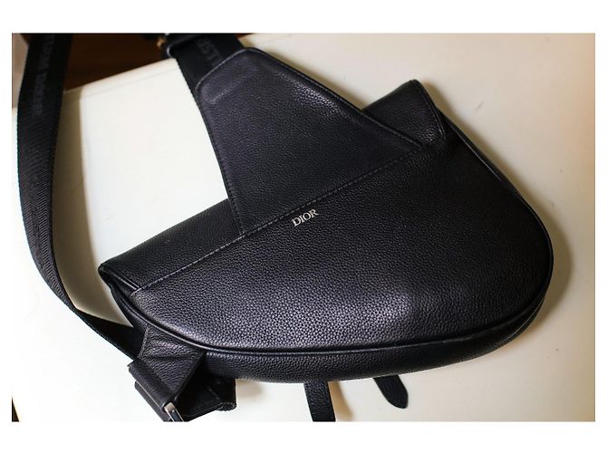 Borsa Christian Dior Saddle in pelle grana nera Nero - vista 4