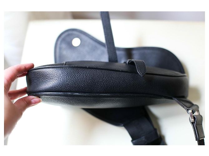 Borsa Christian Dior Saddle in pelle grana nera Nero - vista 5