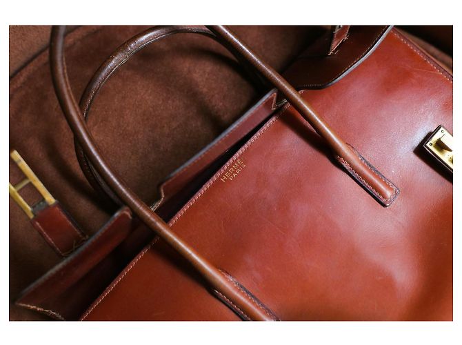Hermès borsa a mano Drag in pelle camel Cammello - vista 10