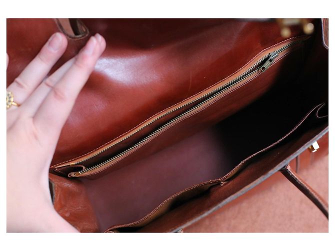Hermès borsa a mano Drag in pelle camel Cammello - vista 12