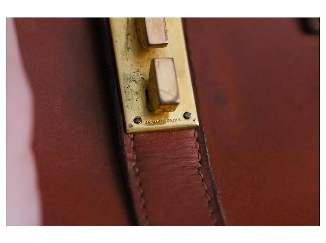 Hermès borsa a mano Drag in pelle camel Cammello - vista 13